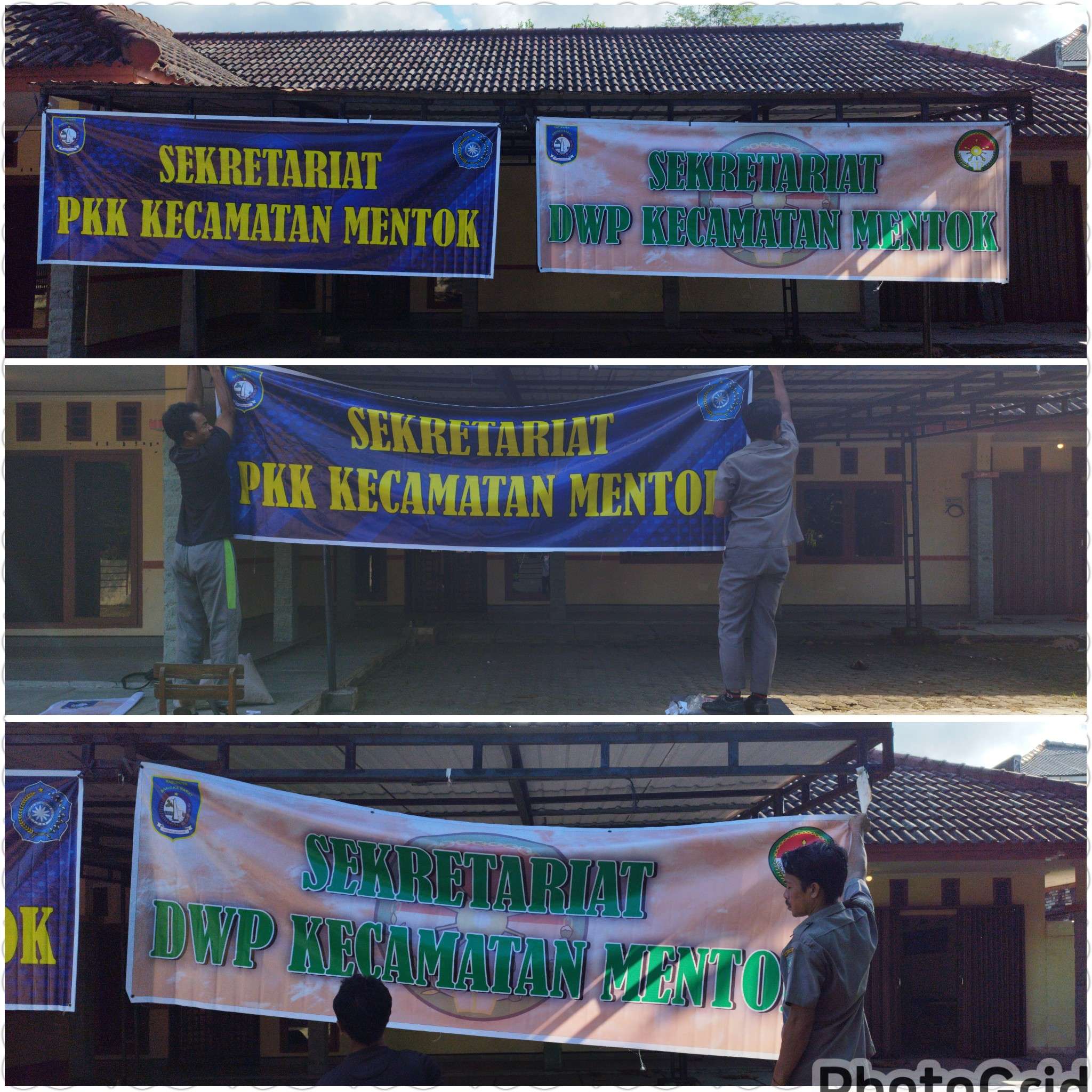 Pemasangan Spanduk di Rumah Dinas Camat Mentok